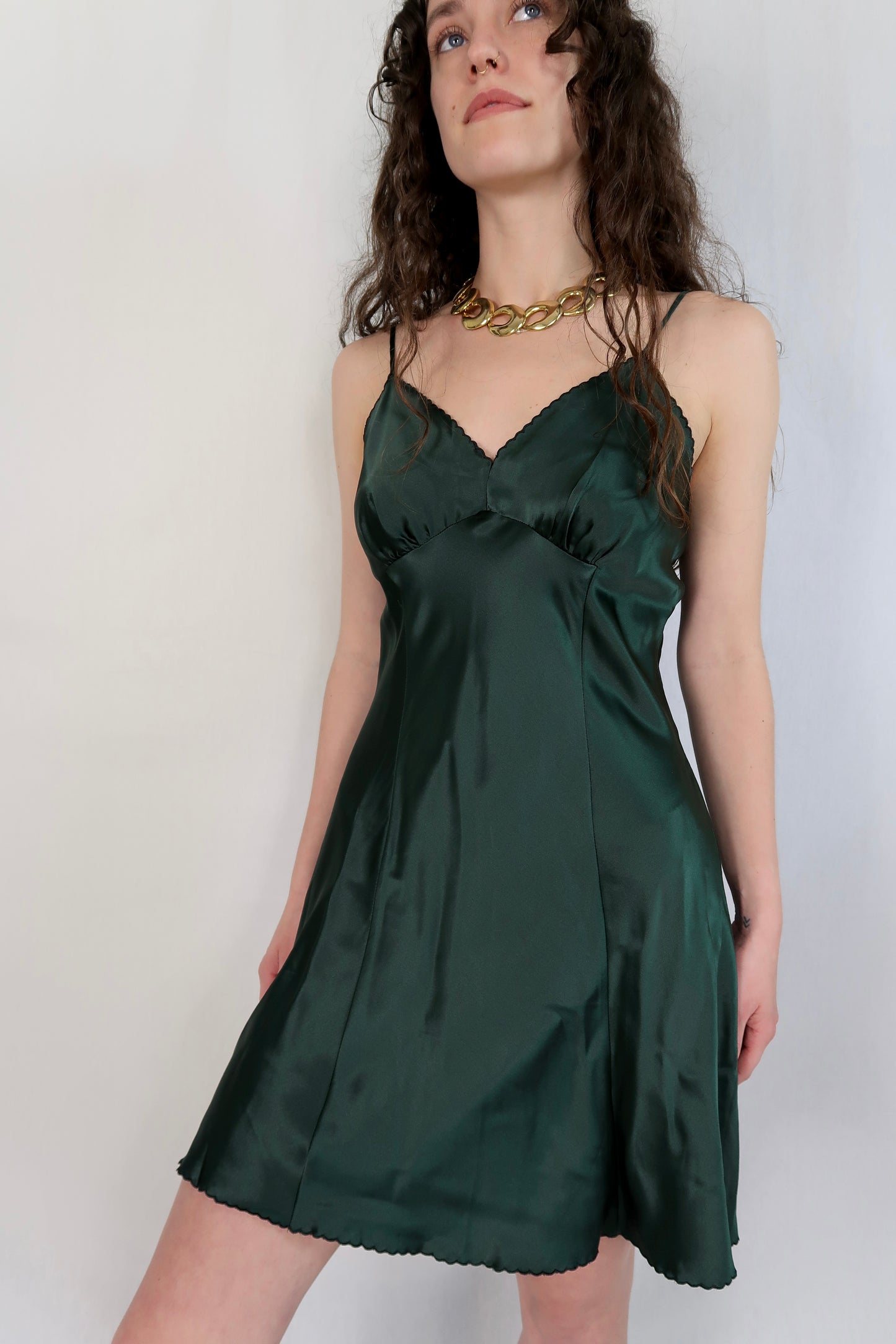 90s Victoria Secret Silk Green Slip