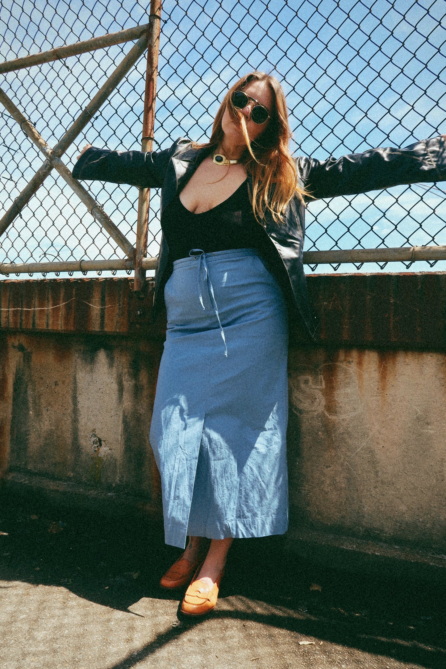 90s Blue BCBG Midi Skirt