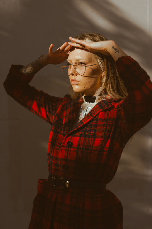 80s DKNY Red Plaid Blazer