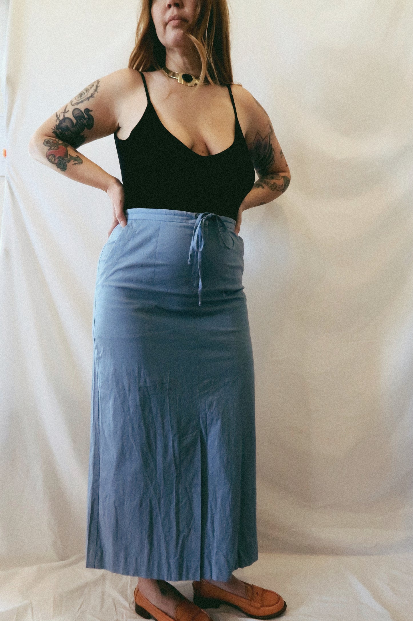 90s Blue BCBG Midi Skirt