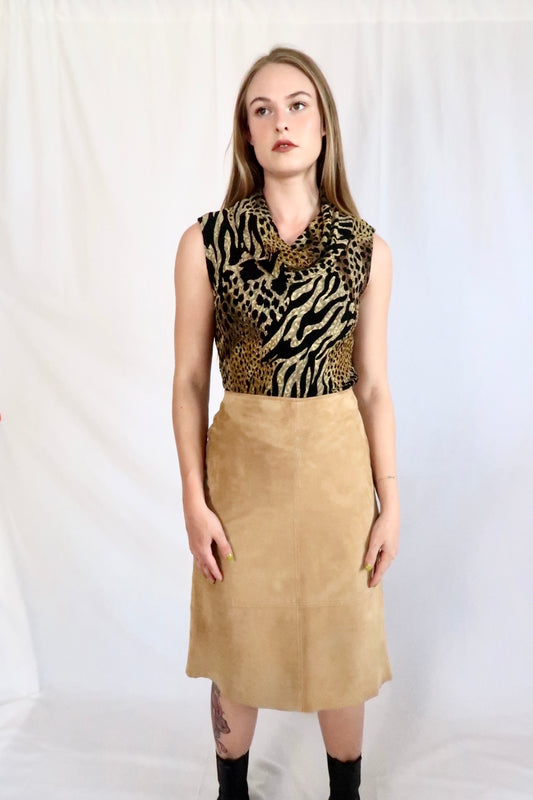 90s Animal Print Cowl Neck Top