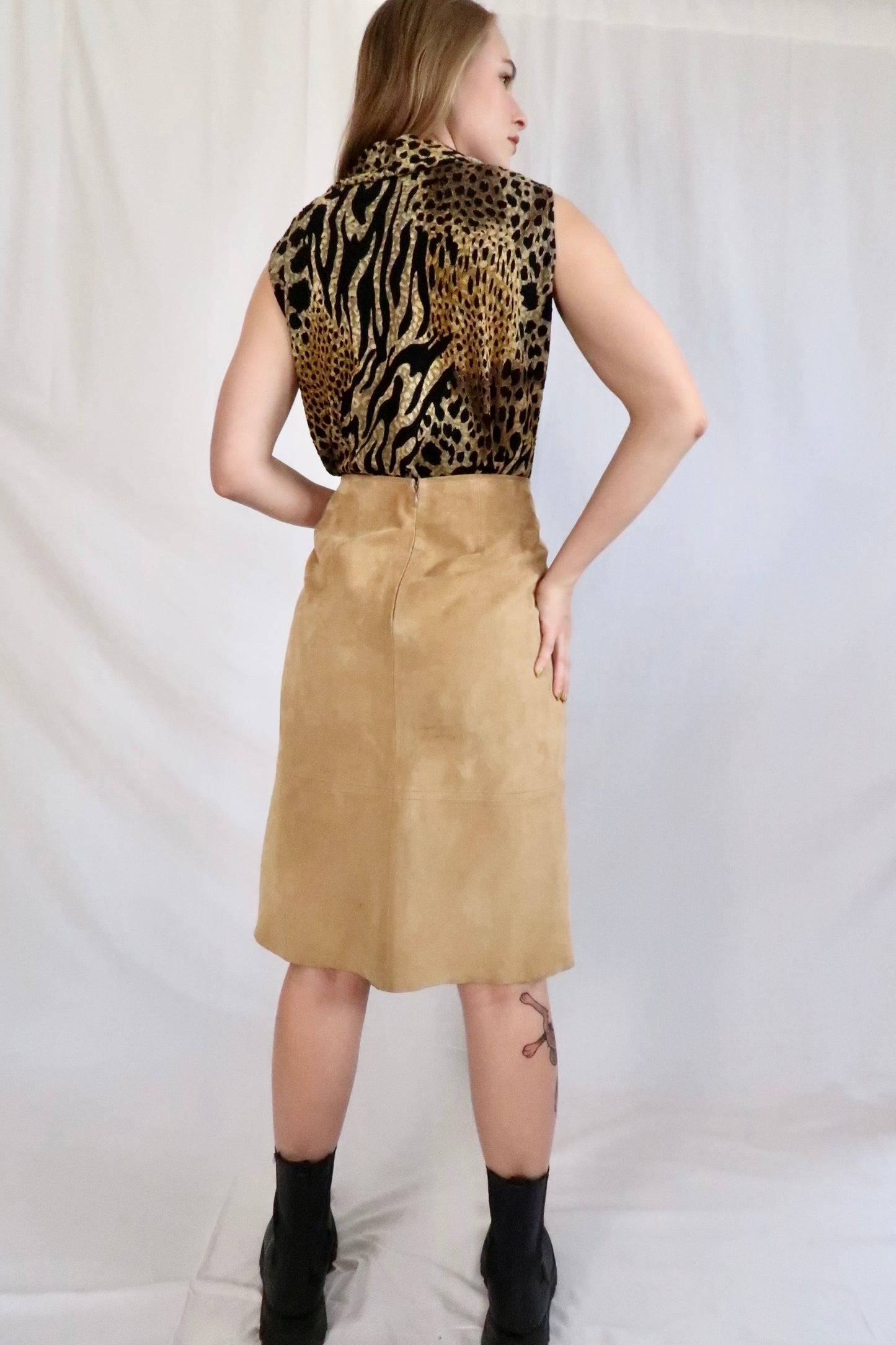 80s Tan Suede Skirt