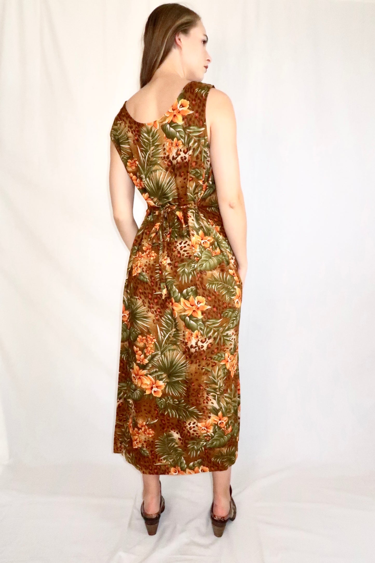 Brown Floral/Leopard Maxi Dress