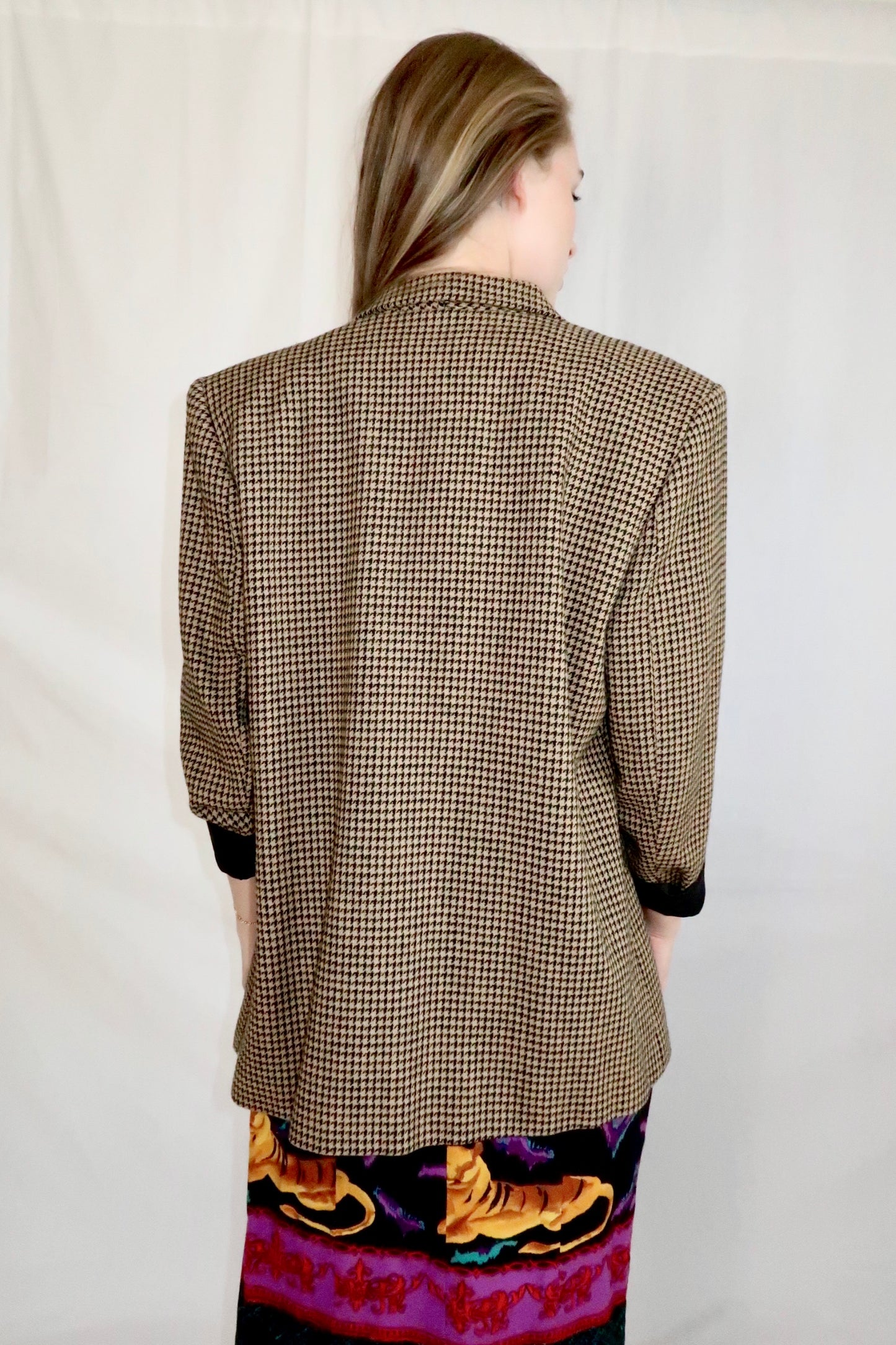 Brown 80s Houndstooth Blazer