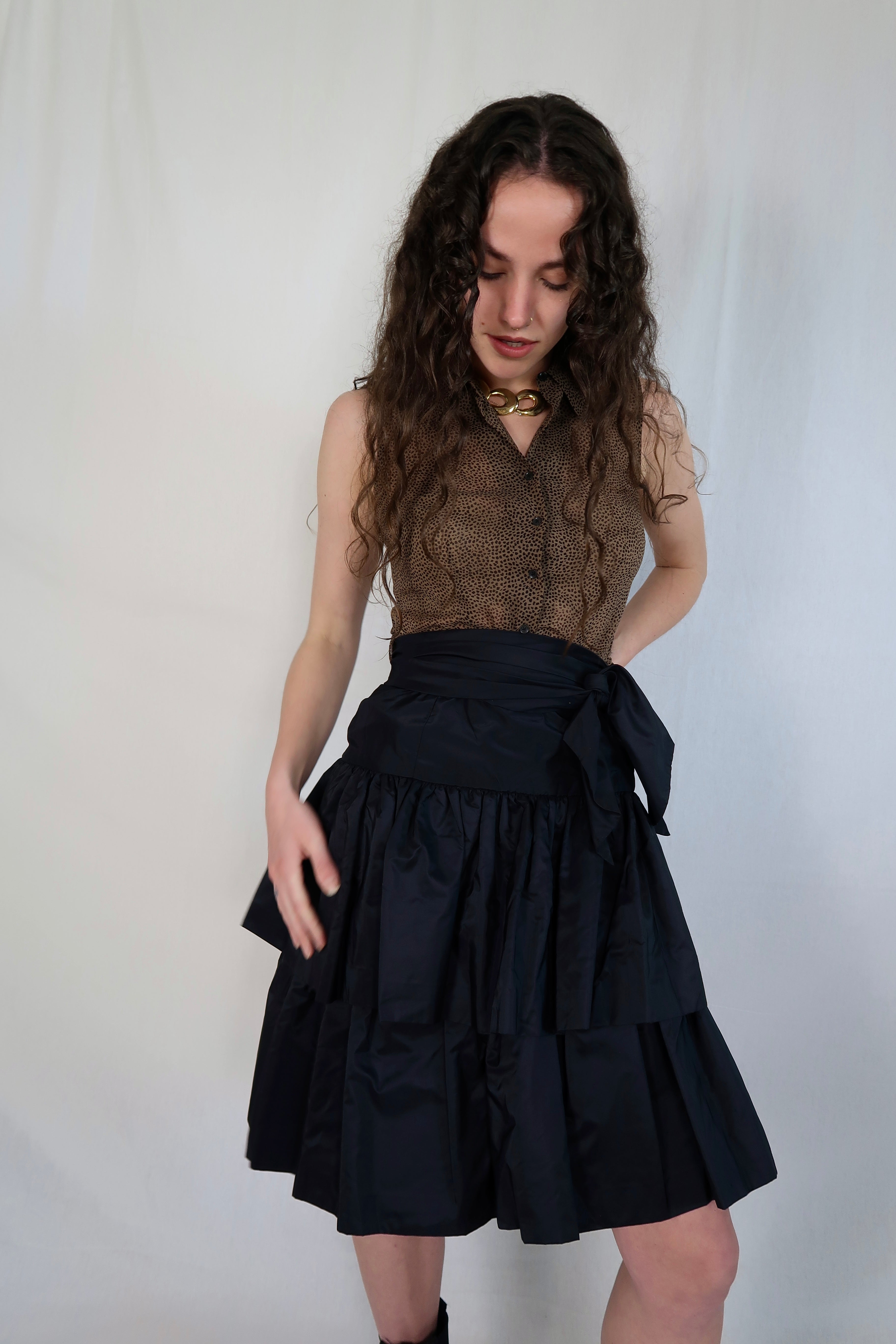 Black work skirt 80s hotsell