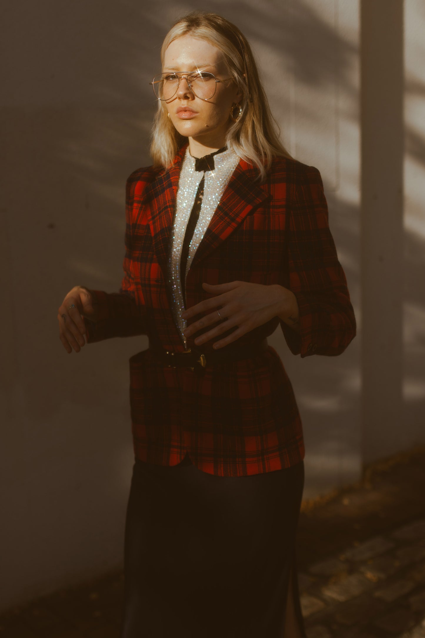 80s DKNY Red Plaid Blazer